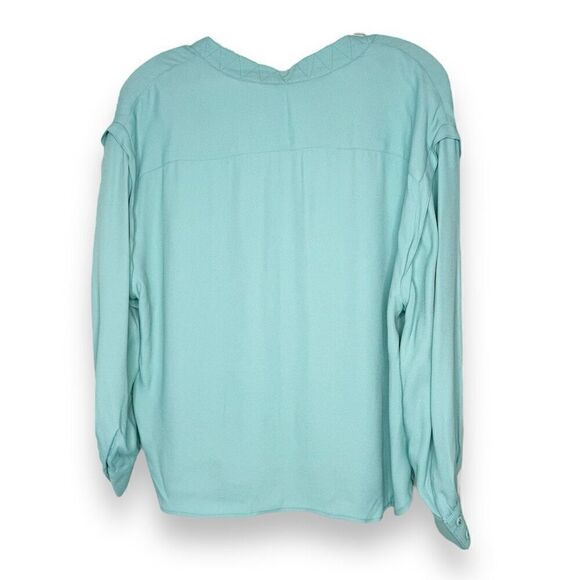 Rachel Comey Veracity Teal Blue V Neck Long Sleeve Blouse Viscose Women’s Size 8 - Picture 7 of 13